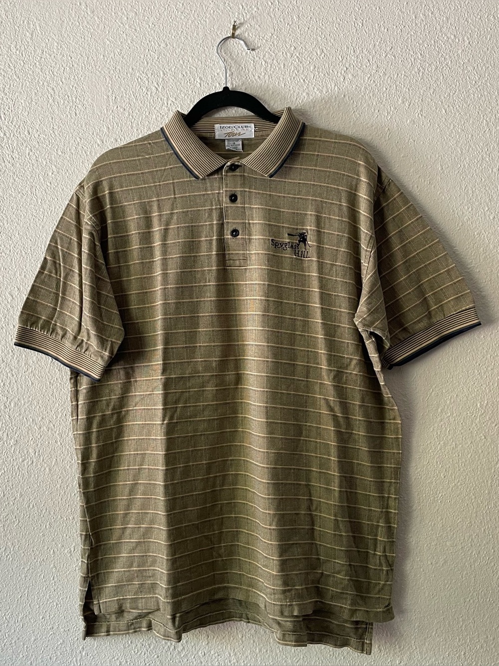 Izod Club Spyglass Hill Golf Polo Shirt Mens L Striped Cotton Vintage